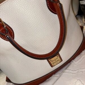 Dooney & Bourke White and Tan Leather Tote